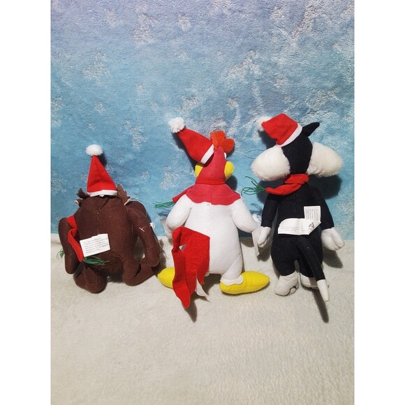 Vintage XMAS Looney Tunes Plush Lot NWT 1997 Tasmanian Devil Sylvester Foghorn - Picture 2 of 9